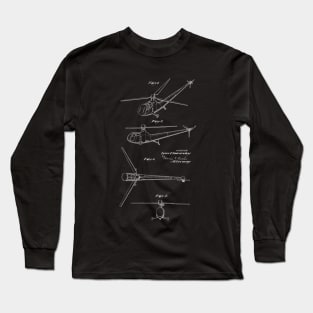 Helicopter Vintage Patent Drawing Long Sleeve T-Shirt